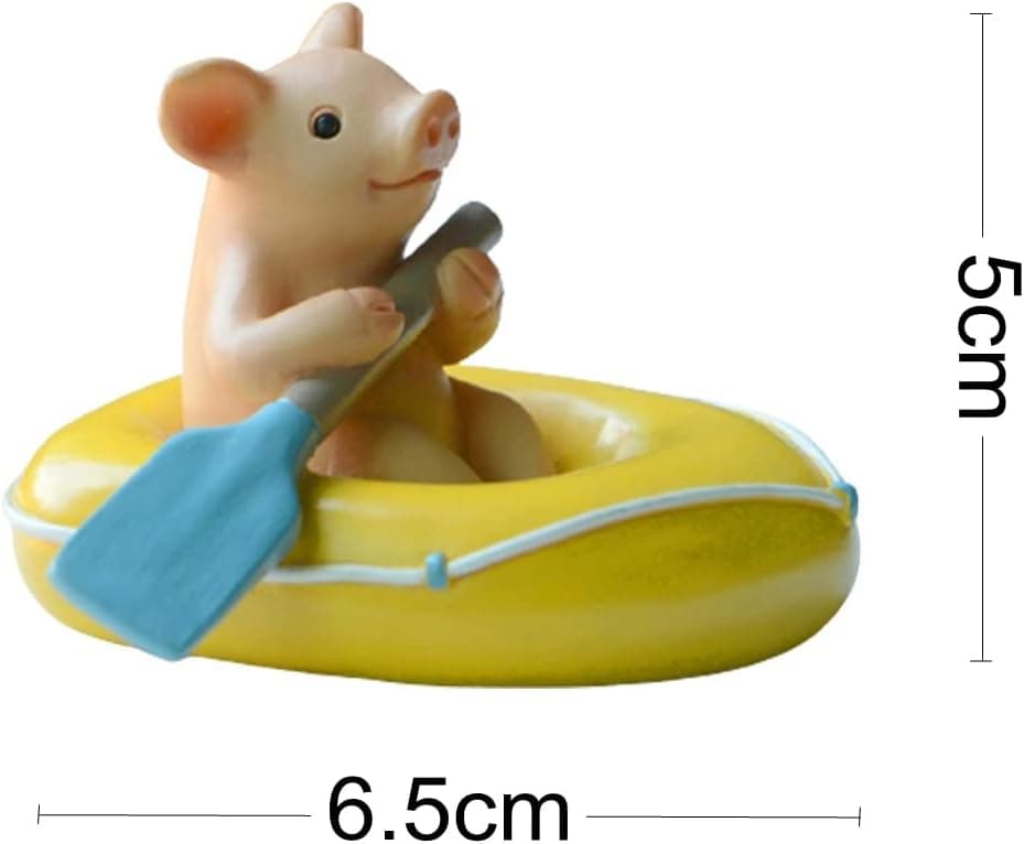 Figurines Miniatures de Cochon de Jardin féerique- Capitaine Cochon d'aviron