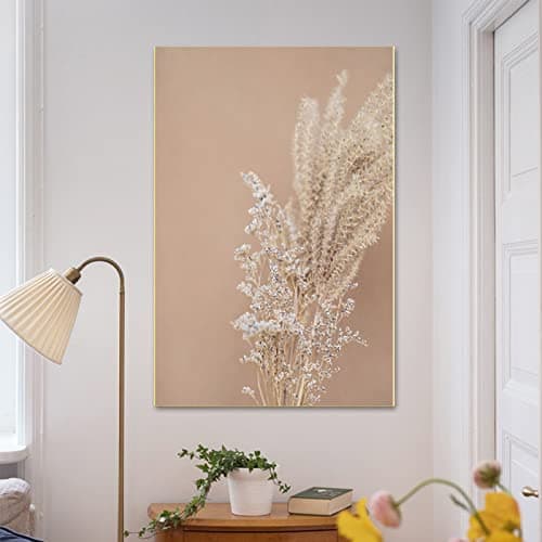 IUNTWEIE Images sur toile - Motif herbe de la pampa - Beige - Art mural - Plantes d'herbe séchées - Poster botanique pour salon - Décoration d'intérieur - Sans cadre - 3 x 30 x 40 cm