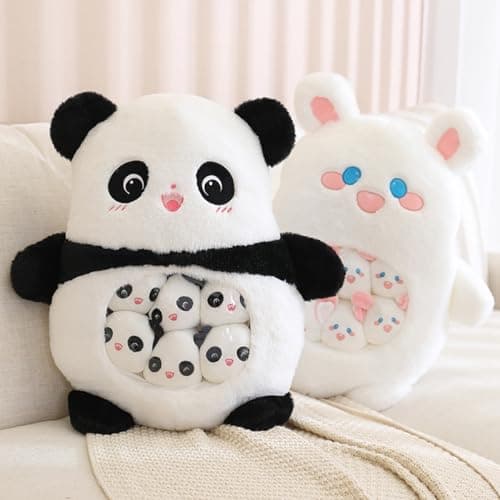 Aiuidun Mignon Panda Peluche Oreiller Jouet, Amovible Panda Animaux en Peluche Snack Oreiller, Doux Panda Peluche Animal Hold - UP Doll Fille garçon Cadeau
