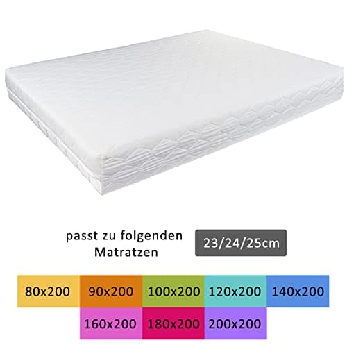 TULENA Housse de Matelas en Microfibre avec Fermeture éclair, 80x200 cm, Hauteur 23 à 25 cm, matelassée, Blanche, hypoallergénique, certifiée Öko-Tex