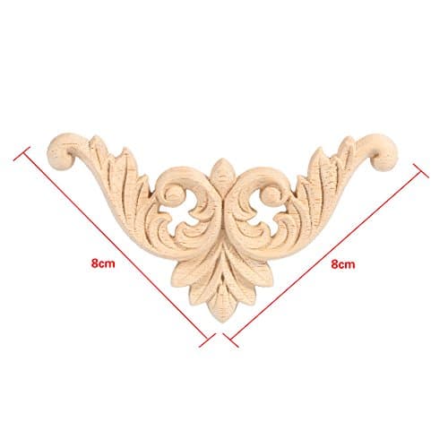 Moulure Decorative Bois,4PCS Bois Caoutchouc Sculpté Coin Onlay Applique Meubles Forme De Fleur Non Peint 8 X 8cm pour Le Mur,Les Portes,Les Armoires,Les Fenêtres Ou Les Miroirs(8 * 8)