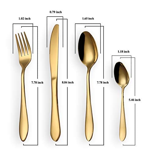 HOMQUEN Set de Couverts, Set de Couverts en Or, Service de Set en Acier Inoxydable pour 6 Personnes, 24 Pièces