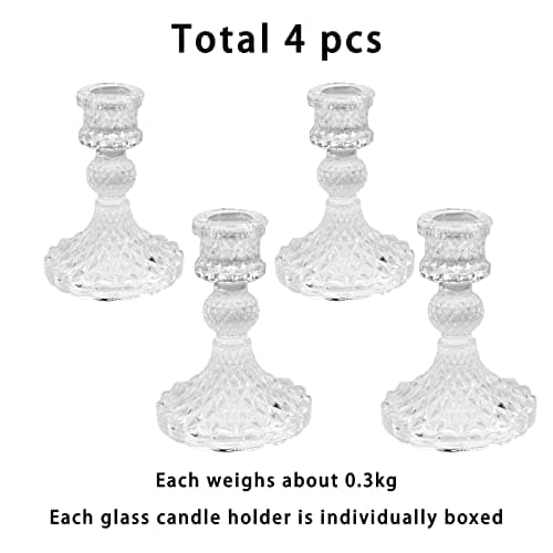 Lot de 4 bougeoirs en verre pour mariage, maison, fête, décoration