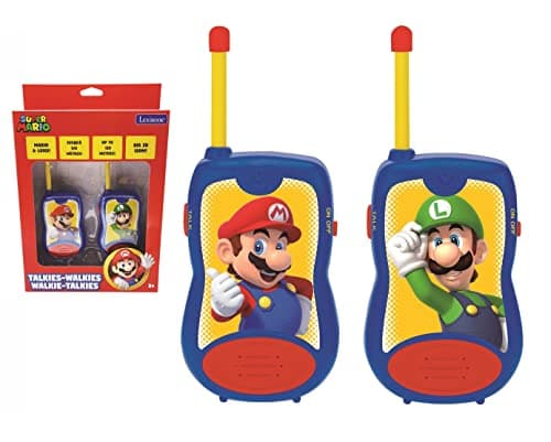 LEXIBOOK- Nintendo Super Mario Talkies-Walkies, Jeu de Communication pour Enfant/garçon, Clip Ceinture, à Piles, Bleu/Rouge, TW12NI