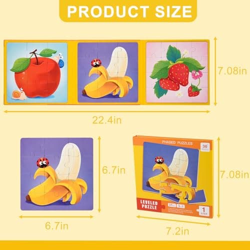 ASTARON Puzzles magnétiques pour Les Tout-Petits, 9-12-16 pièces Puzzles d'apprentissage des Fruits pour Les Voyages en Voiture, Jouets de Voyage, activités en Avion pour Les Enfants