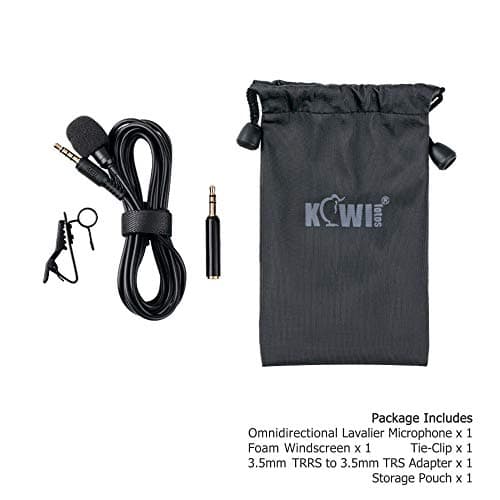 KIWIFOTOS - Microphone Lavalier Omnidirectionnel, 3.5mm TRS TRRS Microphone Lavalier Lapel pour Caméscopes pour Caméscopes PC Smartphones Caméscopes Zoom Handy Recorders (2m / 6.6 ')