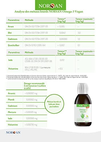 NORSAN Premium omega 3 vegan huile d'algues 100 ml / 2000mg oméga 3 par dose journalière / omega3 végétalien avec EPA & DHA/vegan omega 3 algues