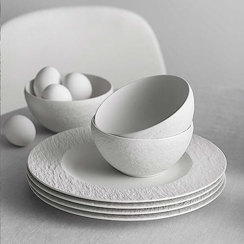 Villeroy & Boch - Manufacture Ensemble Pour Le Petit-Déjeuner, 6 P., Ensemble De Vaisselle Pour 2 Personnes, Porcelaine Premium, Blanc