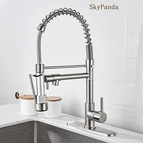 SkyPanda Robinet de cuisine de rechange G 1/2" avec buse de rechange universelle amovible 2 modes (embouts de douche argentés)
