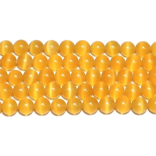 MJDCB 105 pièces Petites Perles Oeil de Chat Jaune Dor 10mm Perles de Cristal Ronde Vrac pour La Fabrication de Bijoux Bracelets Boucles D'oreilles Colliers Accessoires