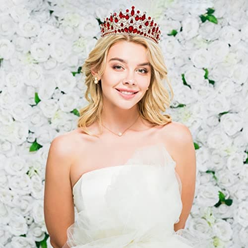 URFEDA Tiara Cristal Couronne, Couronne De Mariée Strass, Couronne De Princesse Femme, Adult Cheveux Accessoires Vintage Cadeau pour Mariage, Dîters, FêTes, Cérémonies, Cadeau d'anniversaire, Argent