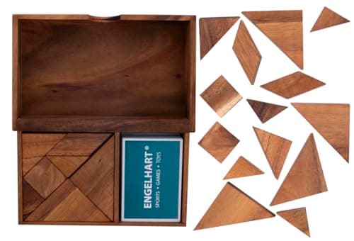 Engelhart - 350103 - Double Tangram en Bois Animaux - Puzzle en Bois - Jeu en Bois Ecologique - 1 et 2 Joueurs - 4 Ans et Plus