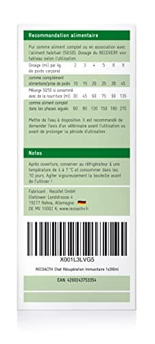 RECOACTIV Recovery Immunitaire pour Chats, 1 x 280 ML, Alimentation diététique complète hautement calorique en Cas de dénutrition et de Convalescence Ainsi pour la Prise de Poids