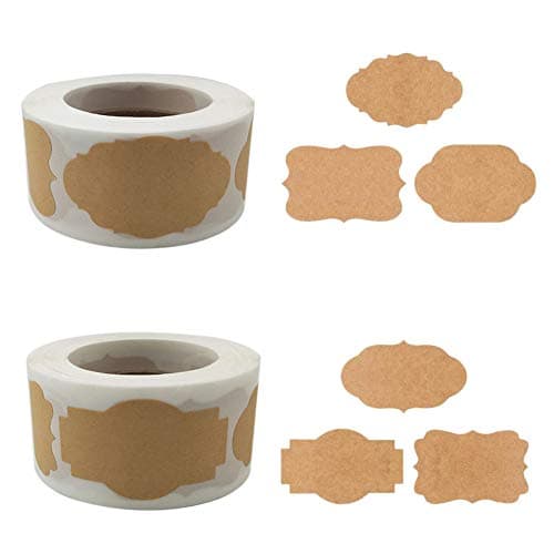 Etiquette Confiture,Kraft Autocollant 600pcs Autocollants Étiquettes,Auto Adhésifs Étiquettes Congélateur Vierges,Papier Kraft Forme Etiquette Cadeau Noel Autocollante