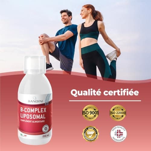 Bandini® Vitamine B Complex Liposomale 250 ml | Supplément liposomique | Complexe de Vitamines group B à dosage élevé B1, B2, B3 (niacine), B5, B6, B7, B9, B12 | B-Complex pour le système immunitaire