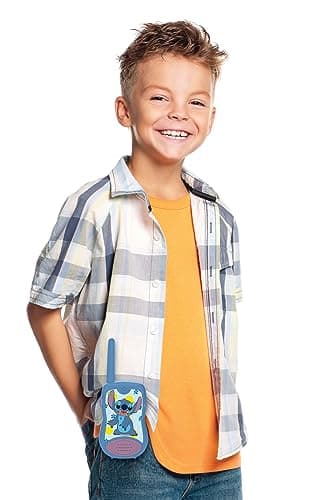 Lexibook, Disney Stitch, Talkies-Walkies 200m, Jeu de Communication pour Enfant, 2 canaux de Communication, Clip Ceinture, Bleu/Violet, TW12D