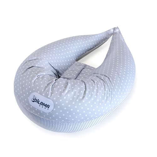 Dilamababy - Coussin de Grossesse - Coussin Allaitement en Flocons a Memoire de Forme et Microbille de Fibre pour Un Confort Ergonomique Optimal - Soutien Idéal pour Maman et Bébé