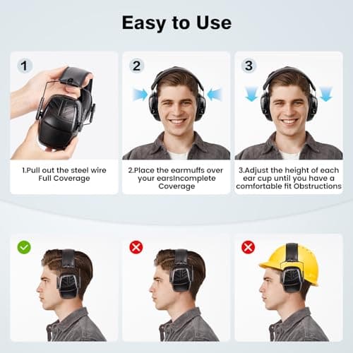 Link Dream Casque Anti Bruit Enfant Adulte - Casque Antibruit Enfant SNR 35dB - Protection Auditive de Travail, Confortable et réglable, pour l’Autisme, Travaux de voirie, Chantiers, Aéroports, Noir