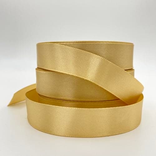 LLMtn 66 Mètres Lot de 3 Rouleaux de Ruban de Satin Doré 2 cm x 22 m pour Décoration de Cadeau de Mariage, de Baptême et d'Anniversaire
