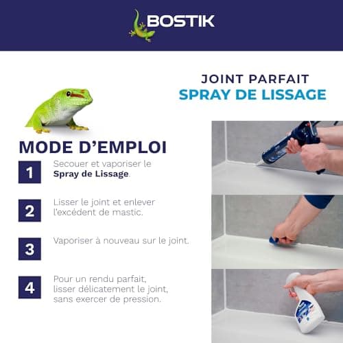 Bostik Spray de Lissage Joint Parfait – Facilite le Lissage de vos Joints d'Étanchéité – Pour Joints Silicone, Hybride et Polyuréthane – Transparent – pH Neutre – Non Agressif – 200 ml