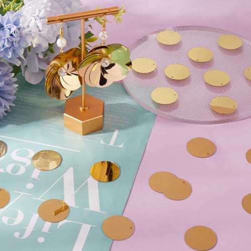 GORGECRAFT 500PCS Paillettes Plates et Rondes de 25mm Paillettes Amples avec Trou Couture Artisanat pour la Fabrication de Bijoux Mariage Vêtements de Mariée Broderie Artisanat Embellissement Citron