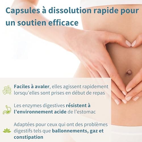 Enzymes Digestives & Bétaïne HCl, 90 Capsules, Complexe Avancée de 10 Enzymes Digestives compris Bromélaïne, Papaïne, Lactase, Lipase, Formule Pure et 100% Végétale - par Igennus
