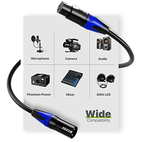 EBXYA Câble XLR câble de microphone 2M 10 Pack Premium 3 broches XLR équilibré mâle à femelle câble micro câble DMX XLR cordons de raccordement