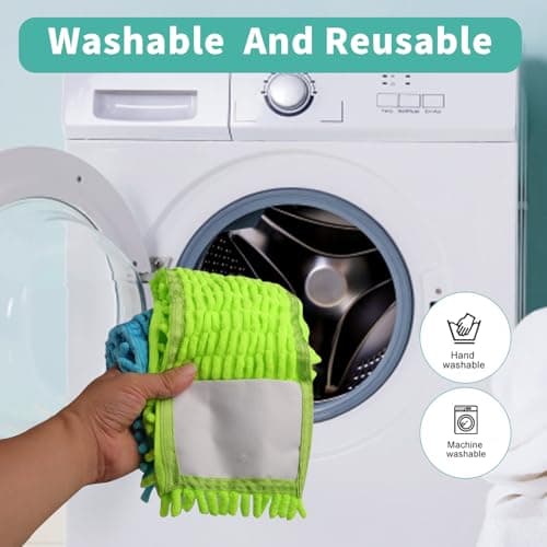 HTTYHT 6 pièces Housse de vadrouille pour Le Nettoyage des sols 42 x 12 cm serpillères en Chenille Bleues/Verte serpillères en Microfibre lavables et réutilisables pour Le Nettoyage des sols