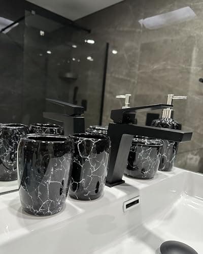 Ensemble d'Accessoires de Salle de Bain 6 Pièces Dolomite Noir Palmilla