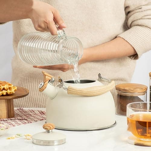 Peosaard Thé à thé sifflant pour cuisinière, sifflet à thé Bouilloire 2.1qt Induction bouilloires