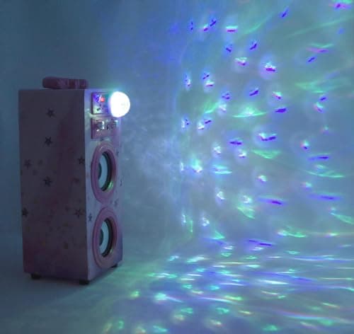 Machine à Karaoké Portable DYNASONIC avec 2 Micros, Enceinte Haut-Parleur Bluetooth, Designs Exclusifs, Lecteur USB/SD, Lumières, Cadeau pour Enfants (Modele 15 lumière)