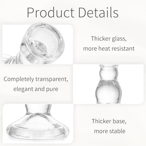 Inweder Bougeoirs en Verre pour Bougies Coniques: 2 Pcs Porte-Bougies Transparent en Vrac pour Centre de Table Bougeoir Vintage Chandelier Moderne pour Mariage, Noël ou Décoration de la Maison