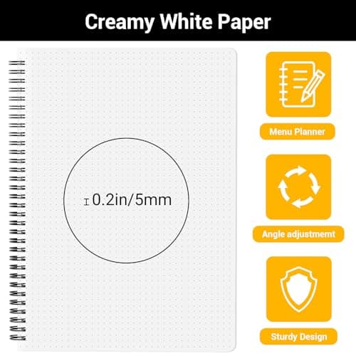Yarotm Carnet de Notes A4 - Cahier Spirale Bloc Note Croquis - Lot de 2 Cahiers Pointillé a Point - 100g Papier 120 Pages - Noir Couverture Rigide