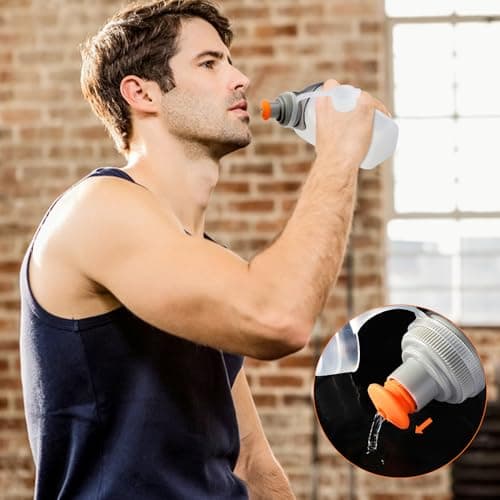 BRISKORE Gourde de sport, 250 ml, sans BPA, anti-fuite, avec clip arrière, pour le sport, le marathon, la course à pied