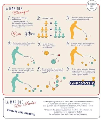 LA MARIOLE - Jeu de Boules de Pétanque Tout Terrain Intérieur Extérieur Indoor Outdoor - Pack Officiel Bleu & Argent V4