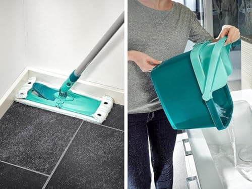 Leifheit Set Combi Clean XL, seau et balai essoreur faciles d'utilisation, balais serpillière avec mécanisme d'essorage intégré, kit de lavage sol vert