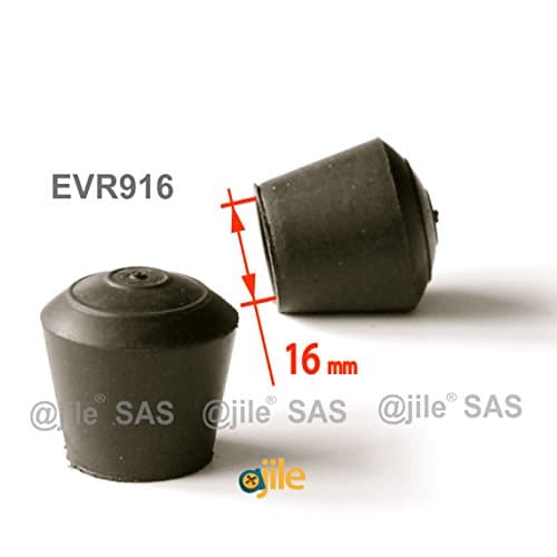 ajile - 4 pièces - Embout Enveloppant Rond en Caoutchouc pour Tubes de diam. 16 mm - Noir - EVR916-M