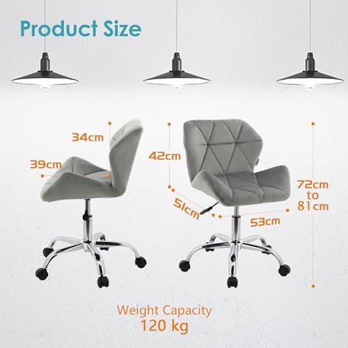 HNNHOME® Chaise de bureau moderne pivotante en tissu rembourré pour maison, bureau, hauteur réglable