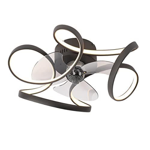 Qazqa mandy - LED Dimmable Ventilateur de plafond variateur inclus - 1 lumière - Ø 55 cm - Noir - Design - éclairage intérieur - Salon I Chambre I Cuisine I Salle à manger