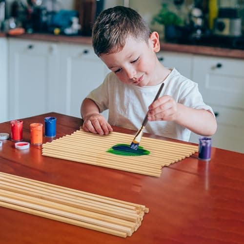QEEYON Bâtons de Bambou,30 pcs Baguette Bois Naturel,Carré Tasseau Bois,Bambou Tige Barbe a Papa Bâtons de Travaux Manuels, pour Arts Plastique Bricolage Décorations(30cmx5mm)
