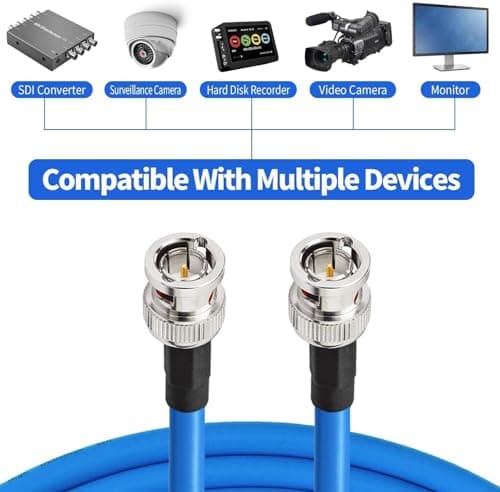 Superbat Câble BNC Câble Vidéo SDI 100cm 3G/6G/12G (Belden 1694A, 75Ohm) Mâle à Mâle pour Caméras et Équipements Vidéo Supporte HD-SDI/3G-SDI/4K/8K, Câble Vidéo de Précision (1 pièce)