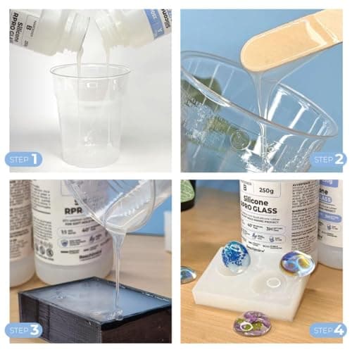 Caoutchouc de Silicone Traslucide 1:1 pour Moulage R Pro Glass, Non Toxique, pour moules durs et Compatible avec Les résines, la Cire, Le plâtre et d'autres matériaux (500 GR)