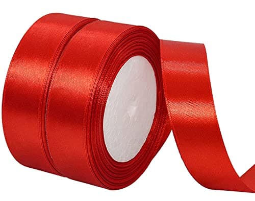 NOVAGO-2 Rouleaux 22 M ruban satin largeur 2 cm -Décoration pour Fleurs, cadeaux, Mariage, fêtes. (Rouge)