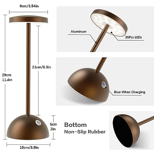 Hapfish lampe de table sans fil rechargeable usb, 5000mAh lampe de chevet LED tactile, lumiere bureau puissante piles, 3 modes couleur dimmable, pour restaurant, chevet, bureau, cuisine, exterieur