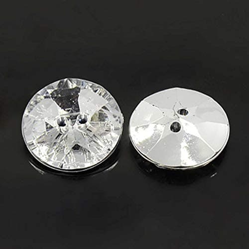 LOT 10 BOUTONS FANTAISIES STRASS TRANSPARENT 10 mm - 2 TROUS - CREATION COUTURE SCRAPBOOKING