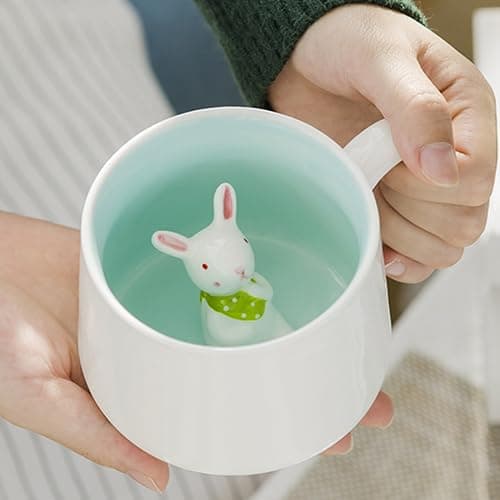 Arawat Tazza Coniglio 3d Tazza Coniglio Regalo Divertente Animale Tazza Di Caffè In Ceramica 350 Ml Tazza Di Tè Tazza Di Caffè Dolce Tè Carino Regalo Di Compleanno Per Fidanzato Fidanzata Zia Nonna