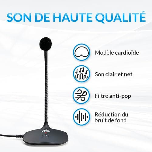 KLIMTM Talk - Microphone USB PC et Mac - Compatible avec Tout Ordinateur - Micro de Bureau Professionnel - Audio Haute Définition - Nouvelle Version 2024 - Noir