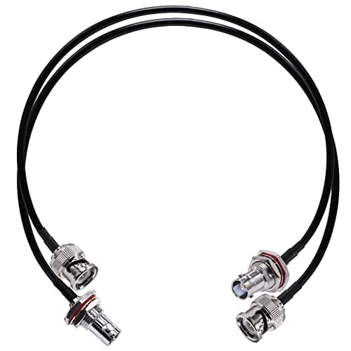 TUOLNK Câble de raccordement BNC RG58 BNC mâle à BNC femelle cloison câble coaxial radio CB 20 pouces (50 cm) câble d'extension d'antenne Wifi pour système de sécurité paquet de 2