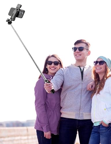 135CM Perche à Selfie Trépied avec 2 Lumière, Trépied pour Téléphone avec Télécommande Détachable, Portable Selfie Stick Trepied Extensible avec Vis de 1/4" Compatible pour iPhone/Android/GoPro/Camera