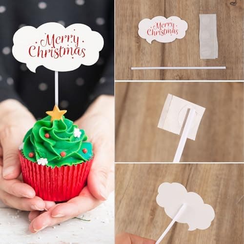 3Pcs Cake Topper Noël Garniture Gâteau Merry Christmas Motif Train Sapin Décoration Joyeux Noël avec Colle